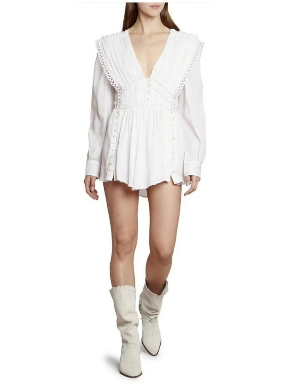 🆕️Isabel Marant Yaxo White Mini Dress French Boho Resortwear Love Parisian - Picture 11 of 16